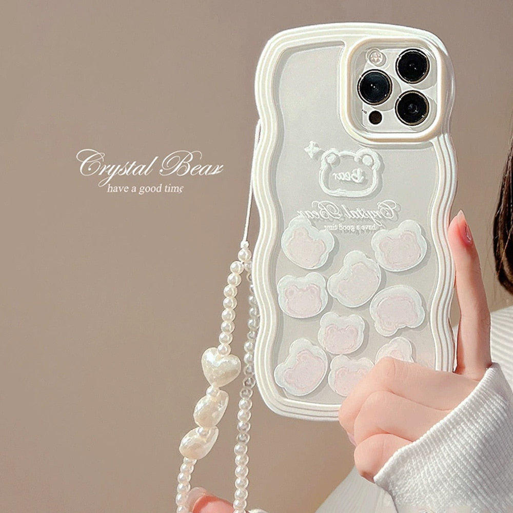 Sweet Bubble Bear Phone Case with Bracelet