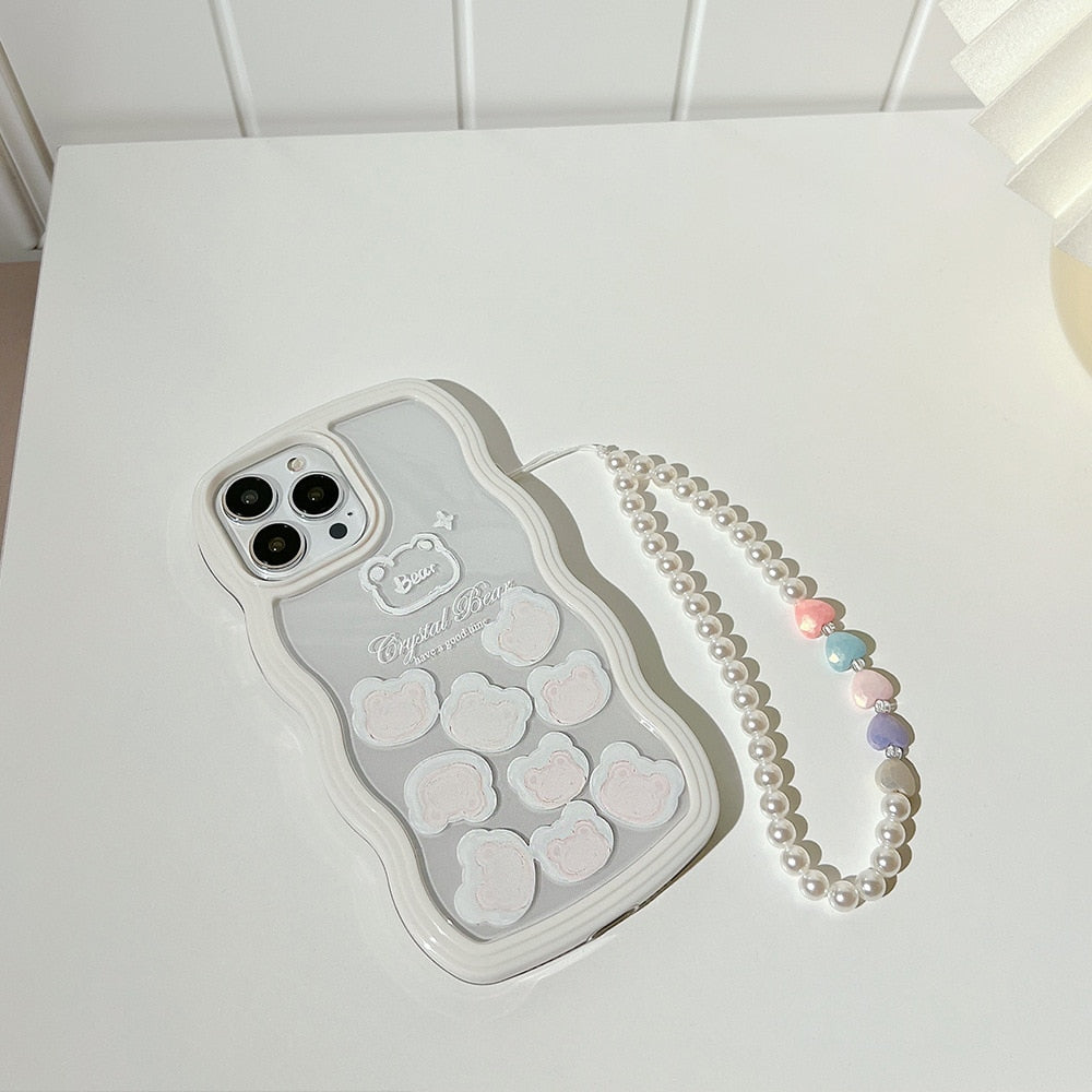 Sweet Bubble Bear Phone Case with Bracelet