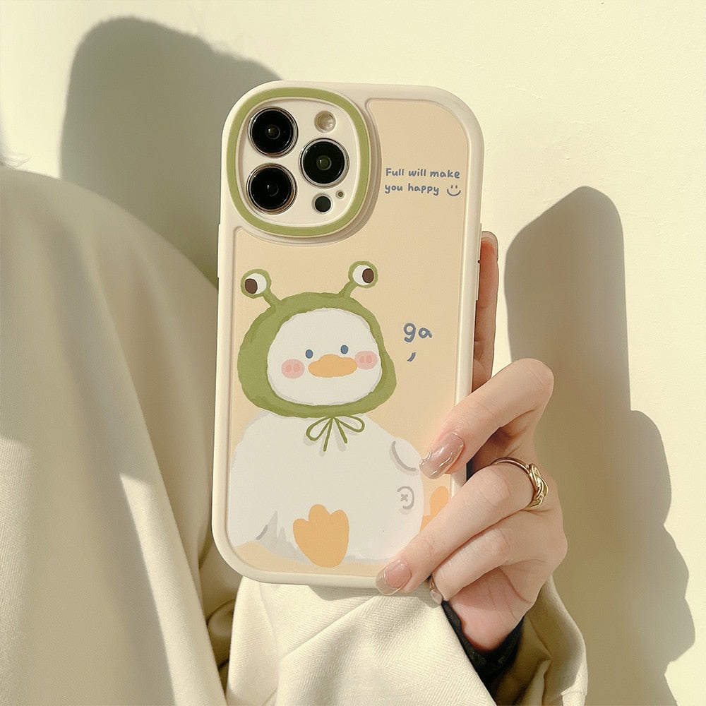 Cartoon Duck with Frog Hat Phone Case