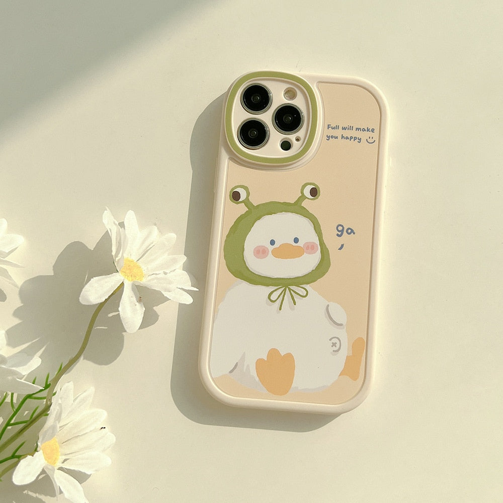 Cartoon Duck with Frog Hat Phone Case