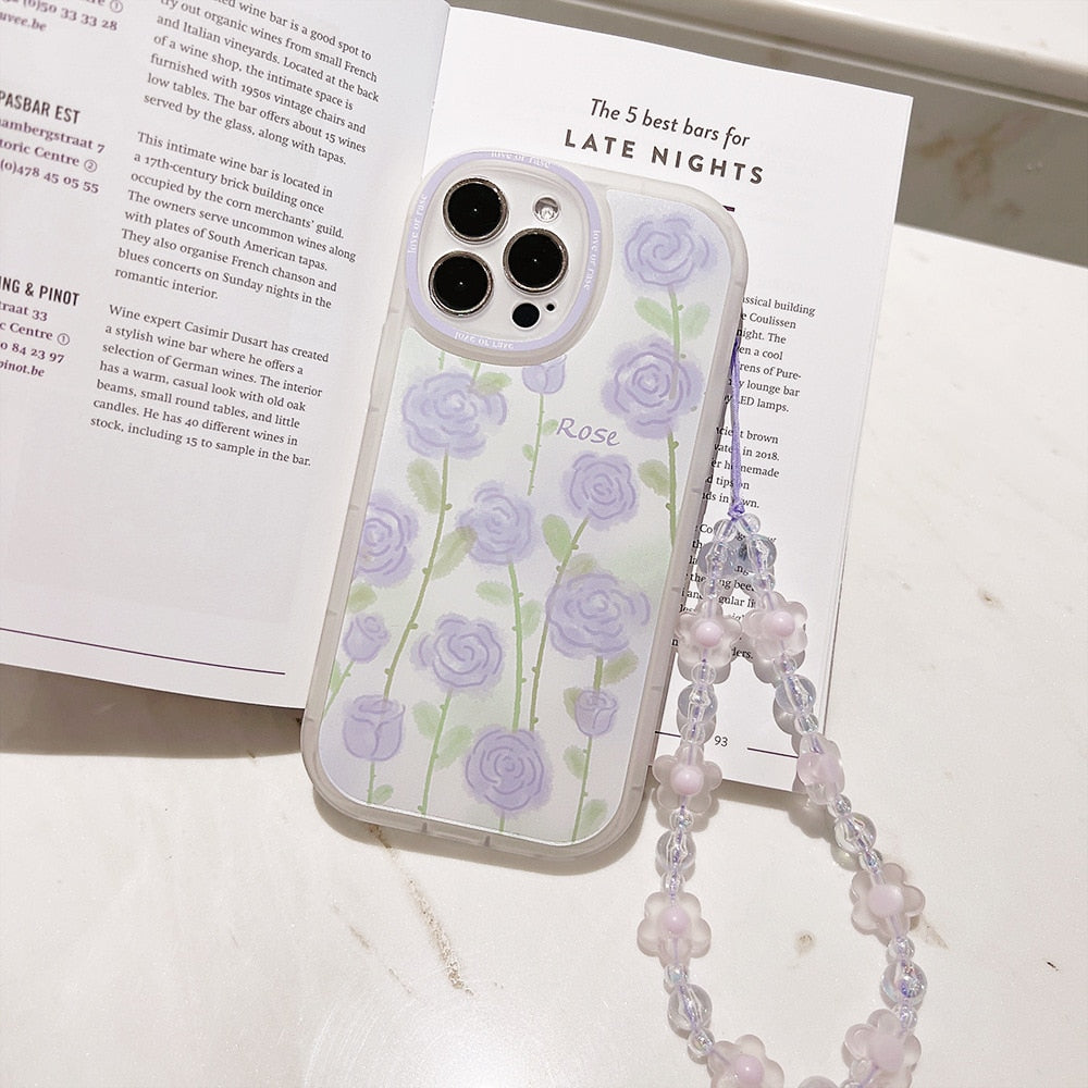 Sweet Rose Flower Phone Case with Bracelet