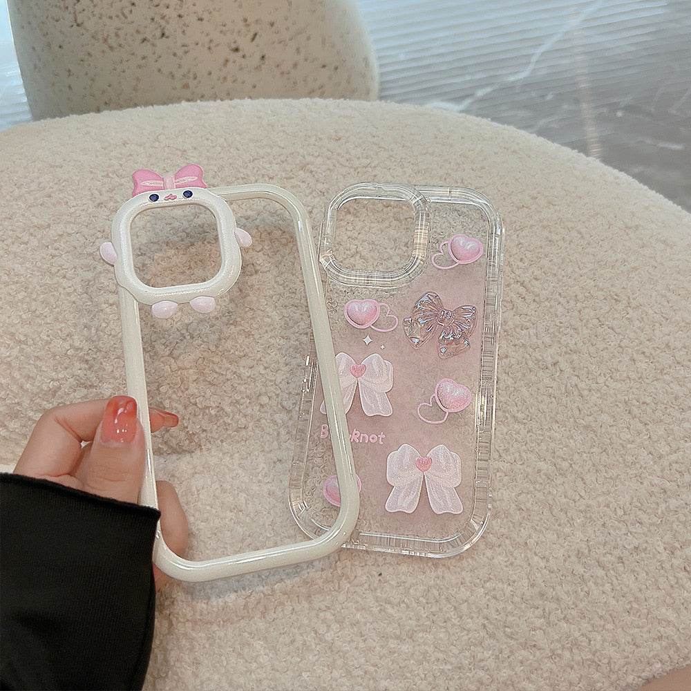 Sweet Crystal Bow Tie Transparent Phone Case